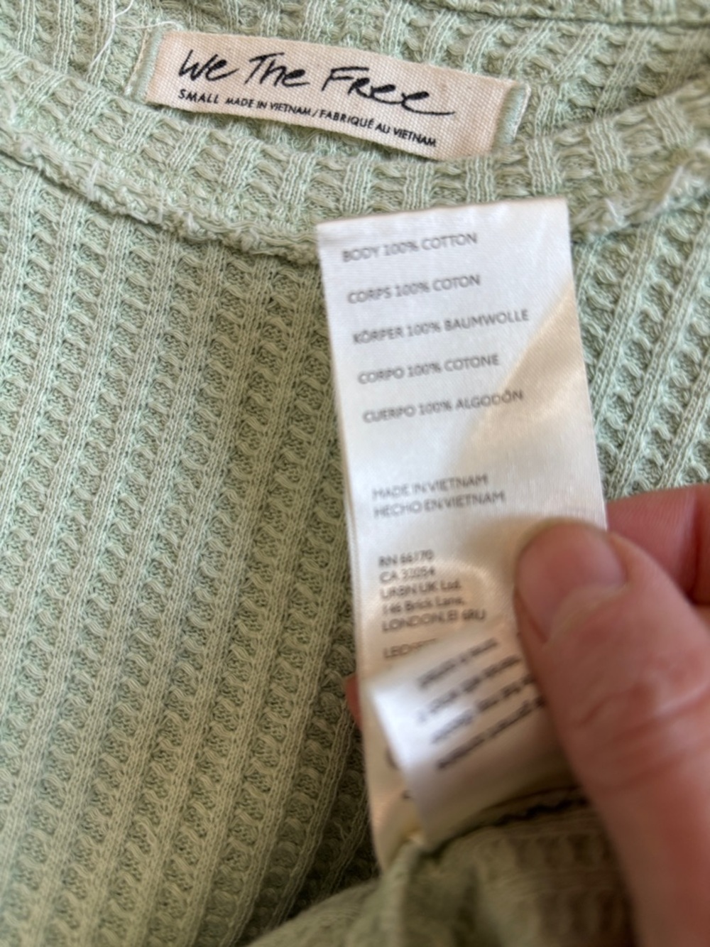 We The Free Green Thermal Thumb Hole Waffle Top Small - Picture 12 of 13